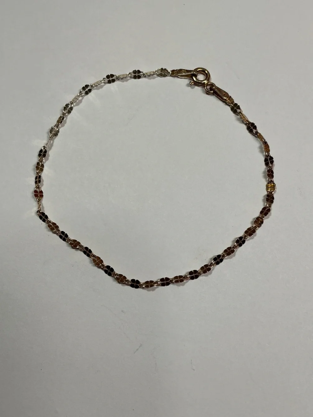 YGI Sterling Silver Diamond Cut Metal Links Delicate Bracelet. 7.25 “ long